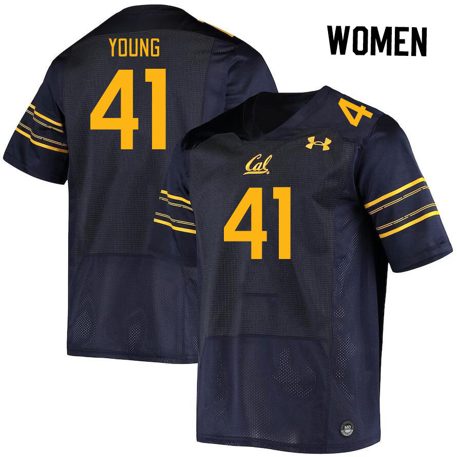 Women #41 Isaiah Young California Golden Bears College Football Jerseys Stitched Sale-Navy